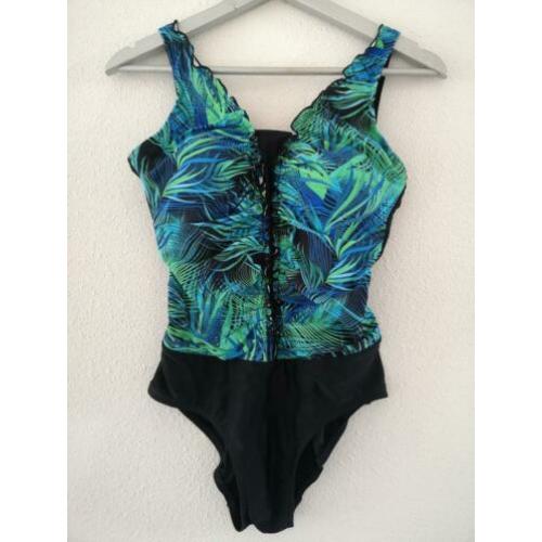 Maritim corrigerend badpak print groen blauw zwart maat 38B