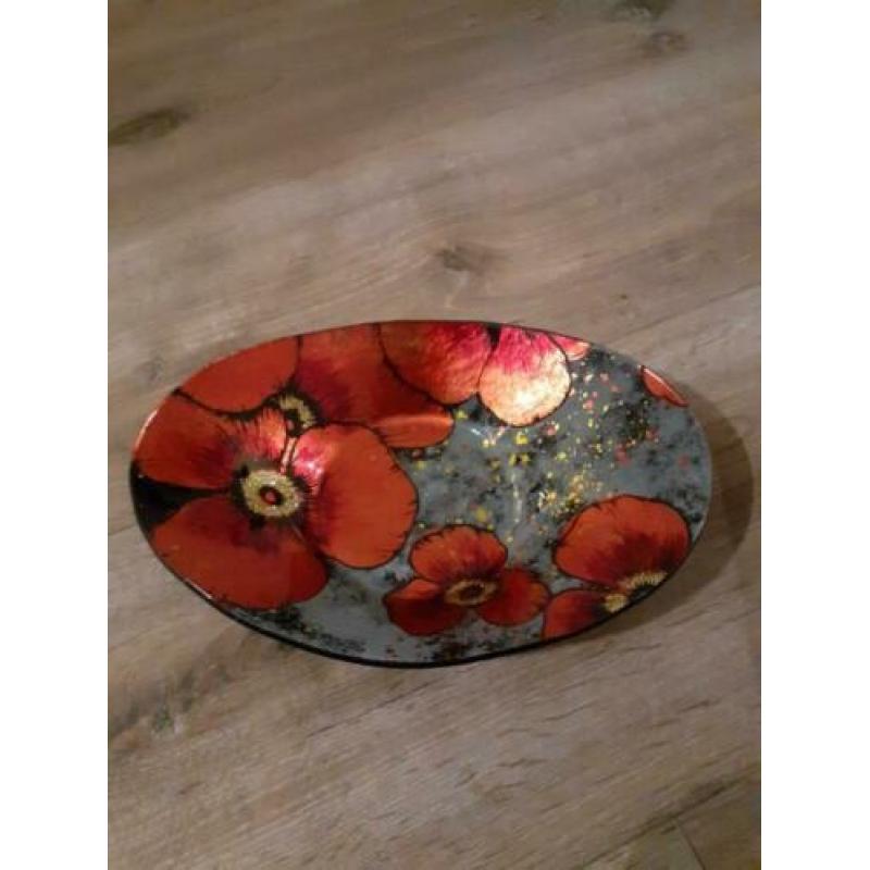Golden Poppy decorative glassware oval bowl