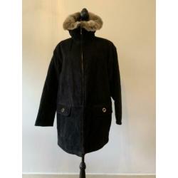Oversized zwarte suede Giorgio Mobiani vintage parka SALE