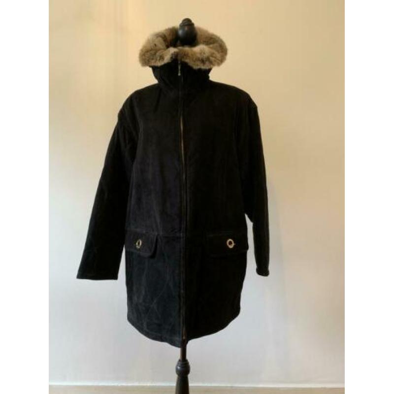 Oversized zwarte suede Giorgio Mobiani vintage parka SALE