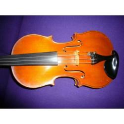 Duitse viool, nu compleet met stok, koffer en schoudersteun