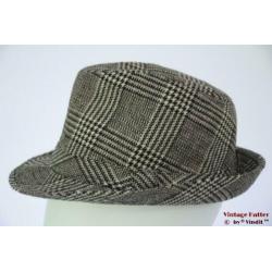 Vintage Dameshoed vissers trilby grijs met lurex 57