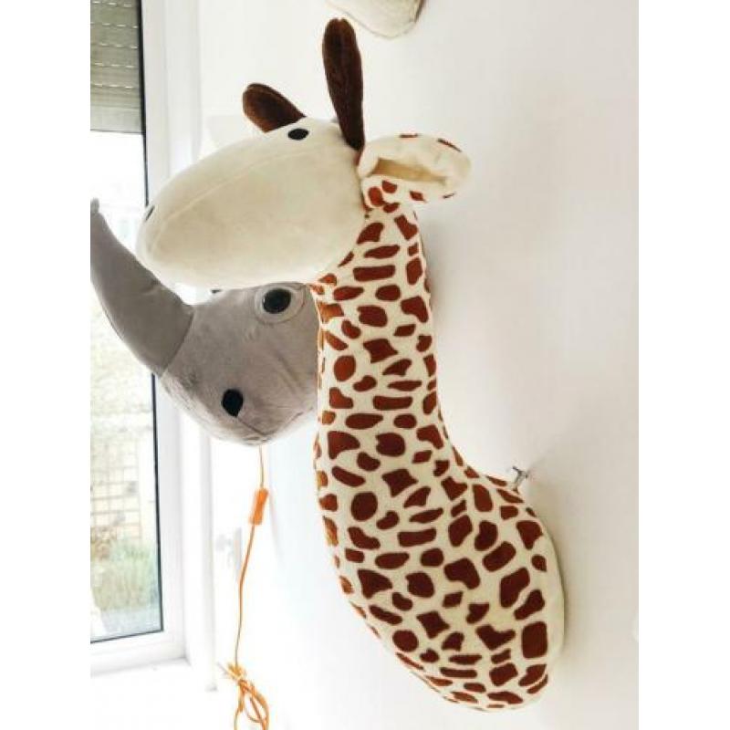 Nieuw! Pluche dierenkop giraffe. Wanddecoratie. Kinderkamer