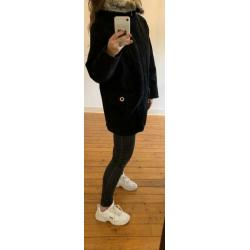 Oversized zwarte suede Giorgio Mobiani vintage parka SALE