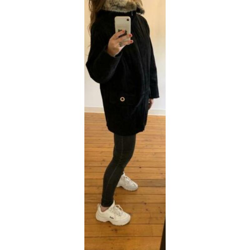 Oversized zwarte suede Giorgio Mobiani vintage parka SALE