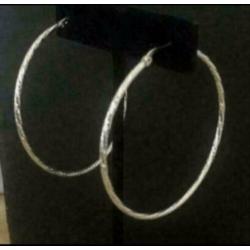 Zilveren bewerkte oorringen