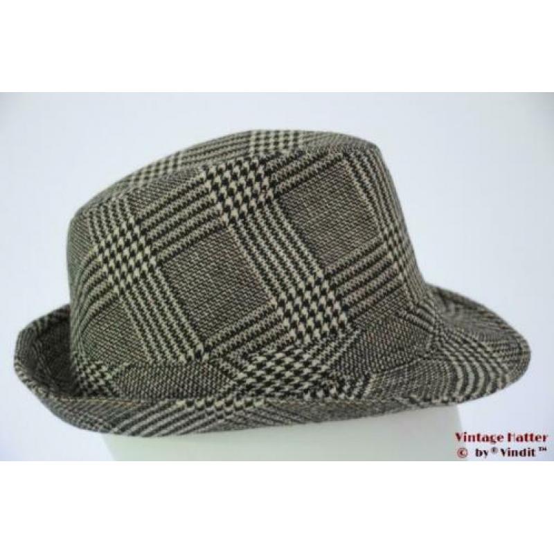 Vintage Dameshoed vissers trilby grijs met lurex 57