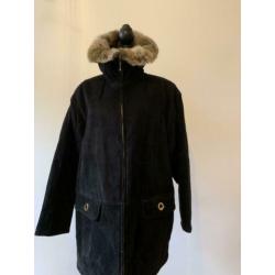 Oversized zwarte suede Giorgio Mobiani vintage parka SALE