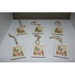 Houten Hangers—Easter Greetings—5 x 8 cm--6 stuks.