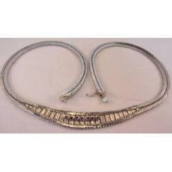 Prachtig antiek zilveren collier halsketting met Saffieren