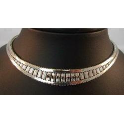 Prachtig antiek zilveren collier halsketting met Saffieren