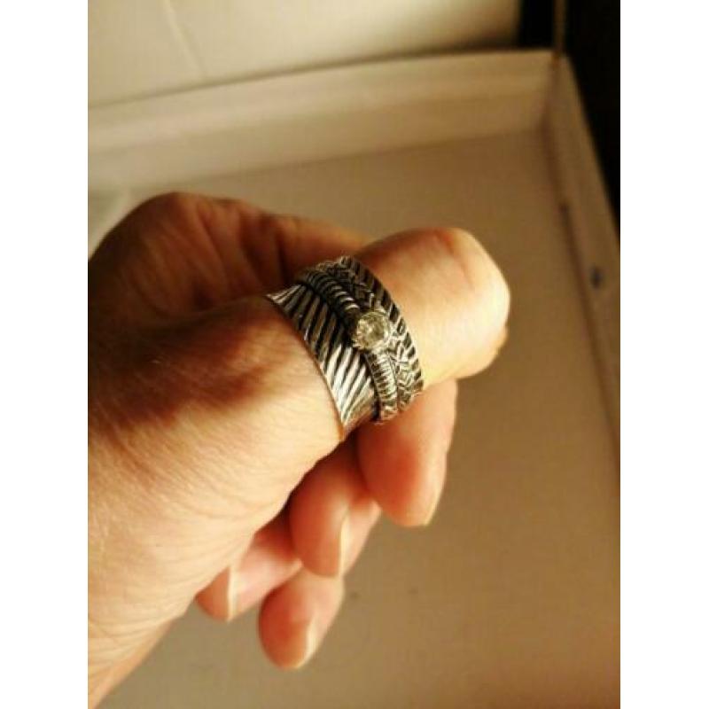 Prachtige handgemaakte 925z spinnerring met maansteen 20