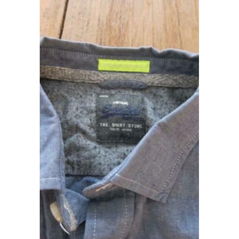 Superdry blouse overhemd blauw super dry l valt m