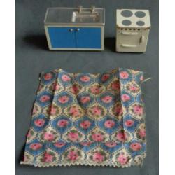 vintage LUNDBY POPPENHUIS 1:16 houten keuken DOLLHOUSE woode