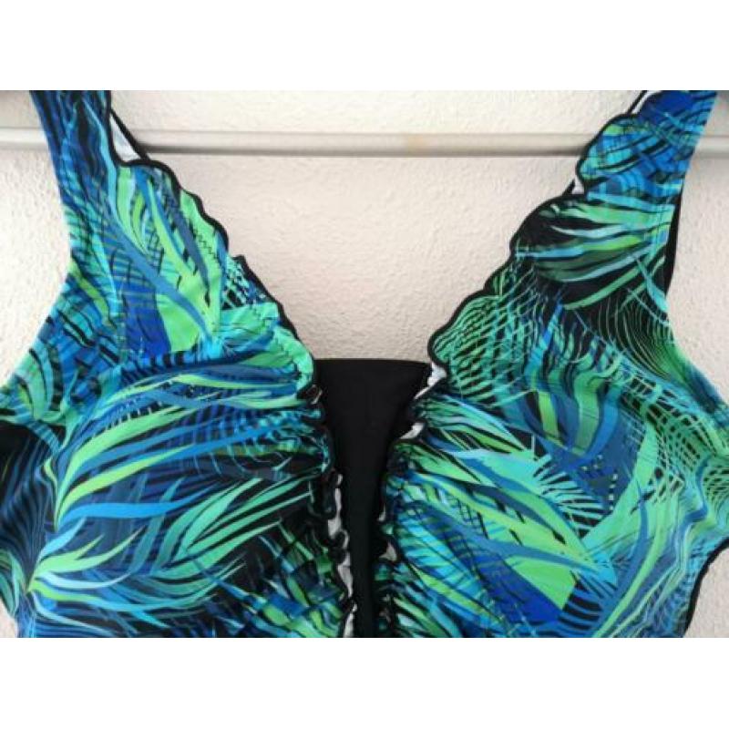 Maritim corrigerend badpak print groen blauw zwart maat 38B