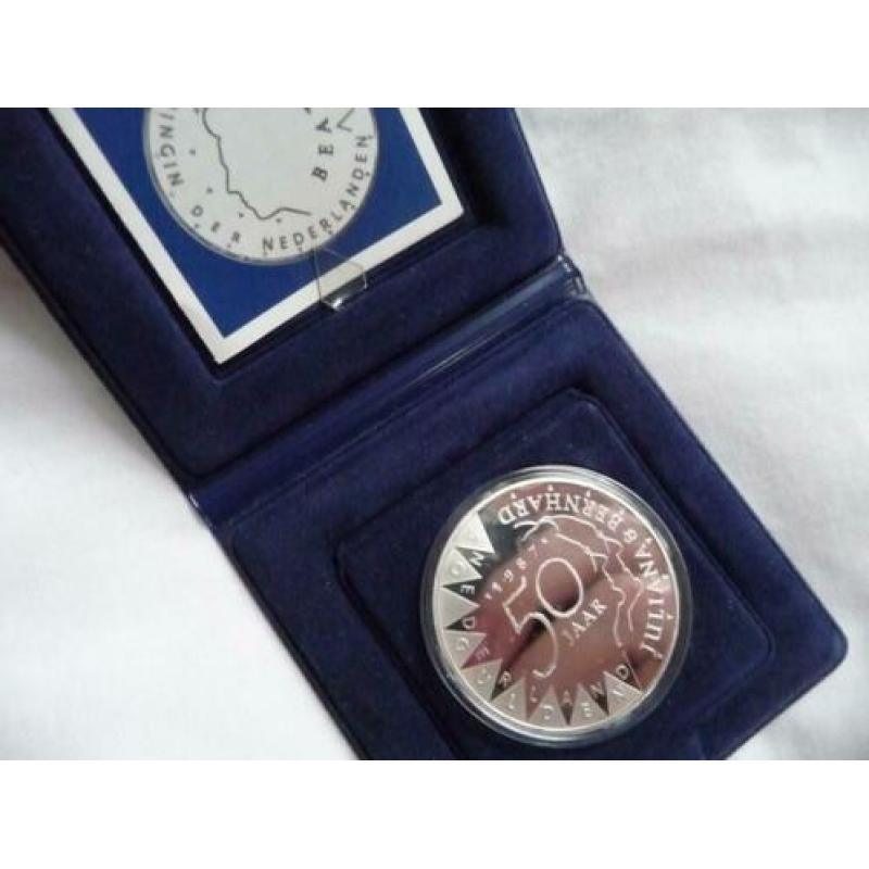 Zilveren 50 gulden munt (PROOF) 1987 Juliana en Bernhard