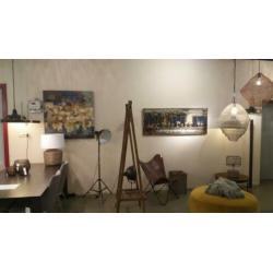 hanglamp staal roodkoper salontafel slaapkamer vide lamp