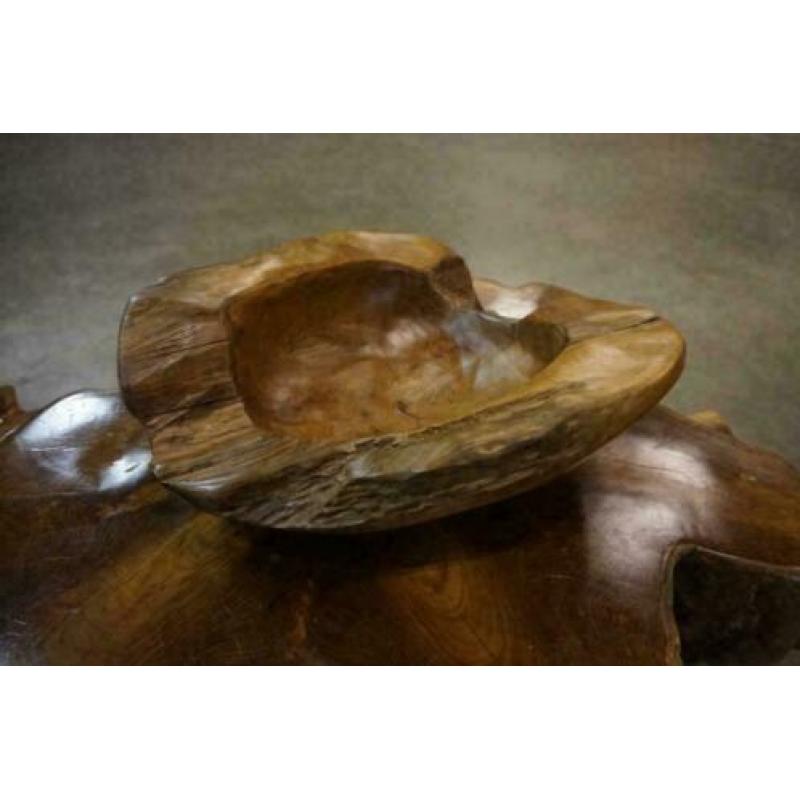 Teak wortelhouten meubels, salontafel, bankjes, decoratie