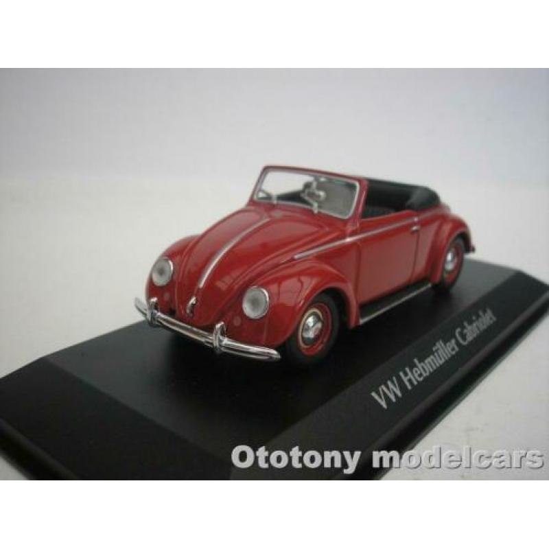 Vw Volkswagen Hebmuller Cabriolet 1950 Rood 1/43 Maxichamps