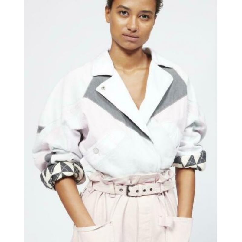 Isabel Marant Saxen cropped jack van denim met patchwork 36