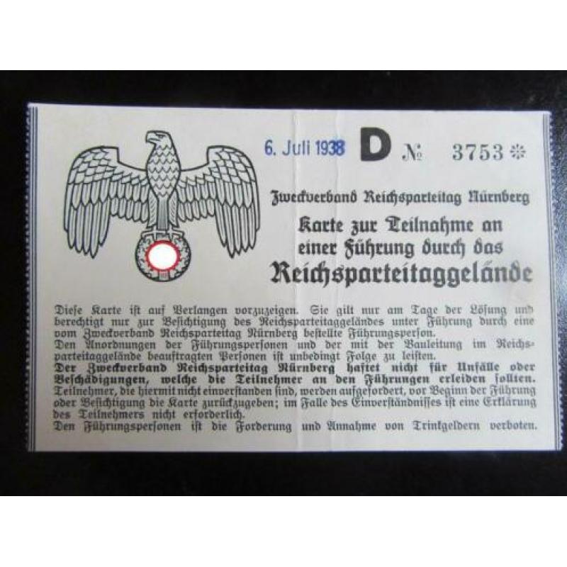 Toegangskaartje rondleiding Reichsparteitage-terrein 1938
