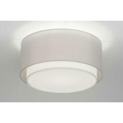 plafondlamp lampenkap stof taupe slaapkamer bed tafel lamp