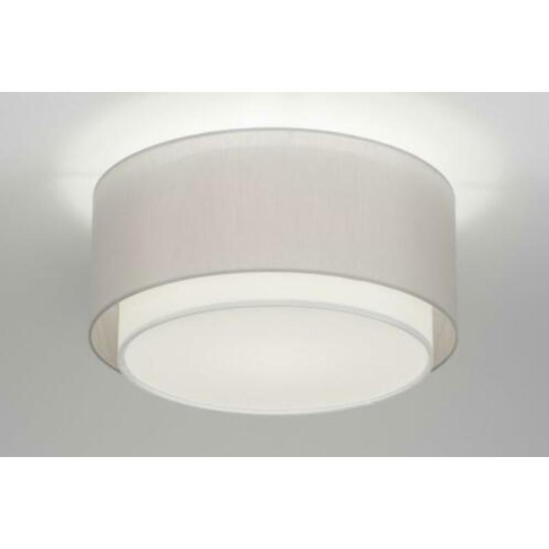 plafondlamp lampenkap stof taupe slaapkamer bed tafel lamp