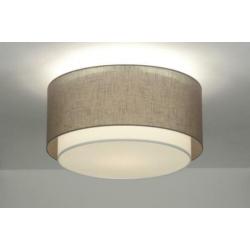 plafondlamp lampenkap stof taupe slaapkamer bed tafel lamp