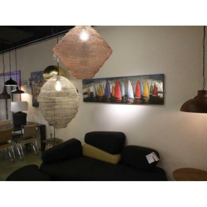 hanglamp staal roodkoper salontafel slaapkamer vide lamp