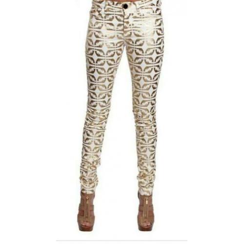 Josh V gave broek met gouden pistolen-print maat S
