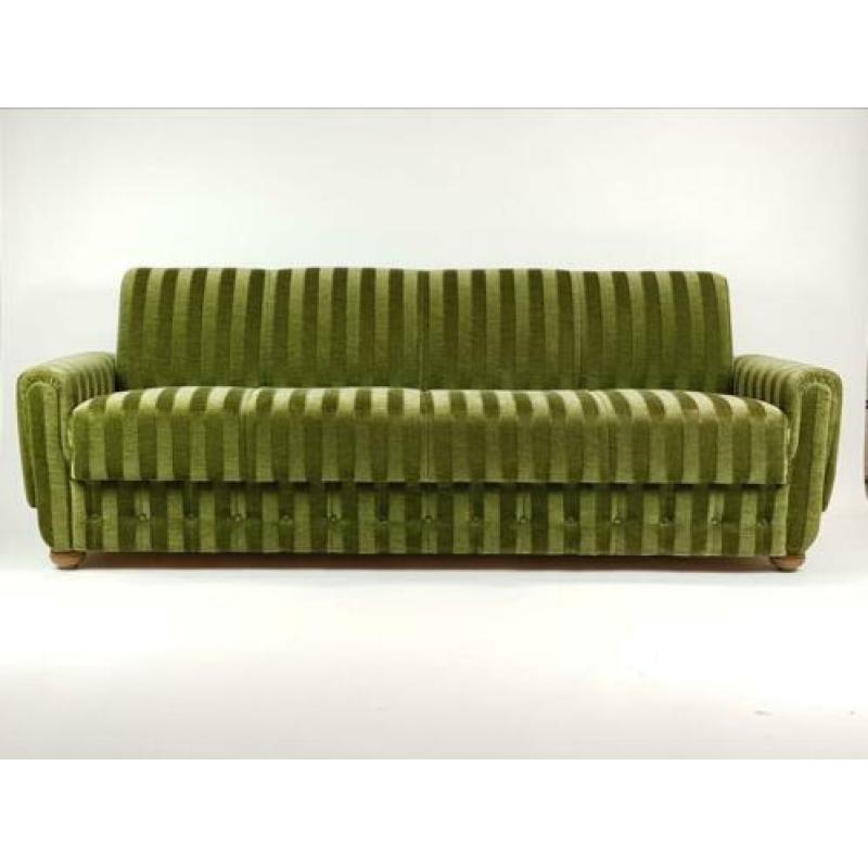 Vintage groen fluwelen slaapbank | bank retro