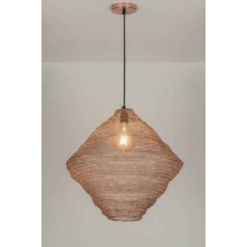 hanglamp staal roodkoper salontafel slaapkamer vide lamp