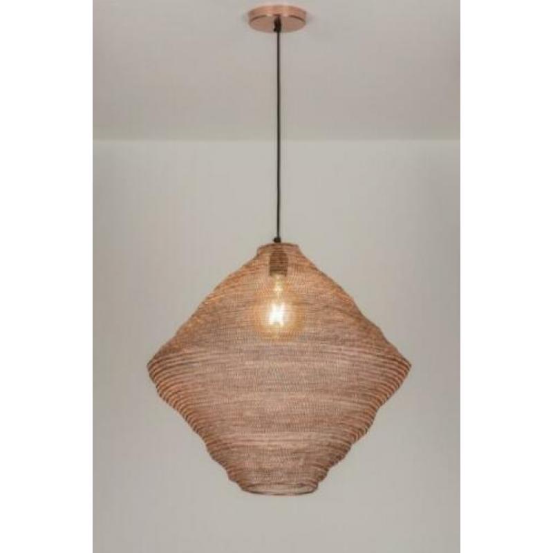 hanglamp staal roodkoper salontafel slaapkamer vide lamp
