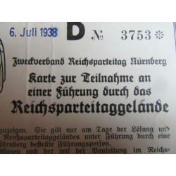 Toegangskaartje rondleiding Reichsparteitage-terrein 1938