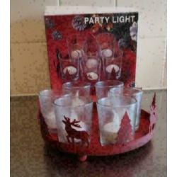 kerst party light rode rendieren kerstboom