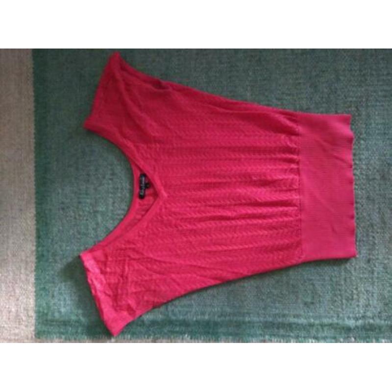 Roze en groen ajour top van King Louia maat m