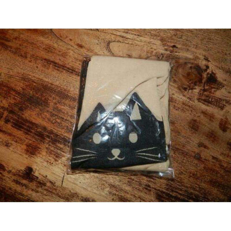 Superleuke panty met kattenprint maat S/M. Nieuw,