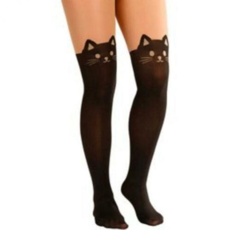Superleuke panty met kattenprint maat S/M. Nieuw,