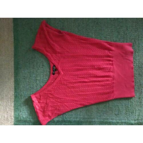 Roze en groen ajour top van King Louia maat m