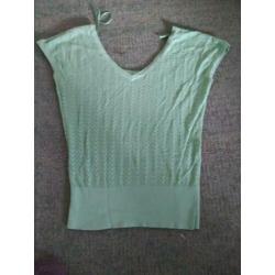 Roze en groen ajour top van King Louia maat m