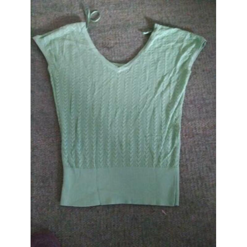 Roze en groen ajour top van King Louia maat m