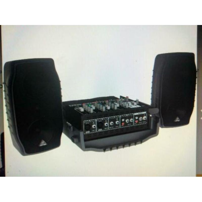 Compacte Behringer PA geluidsinstallatie + micro + statieven