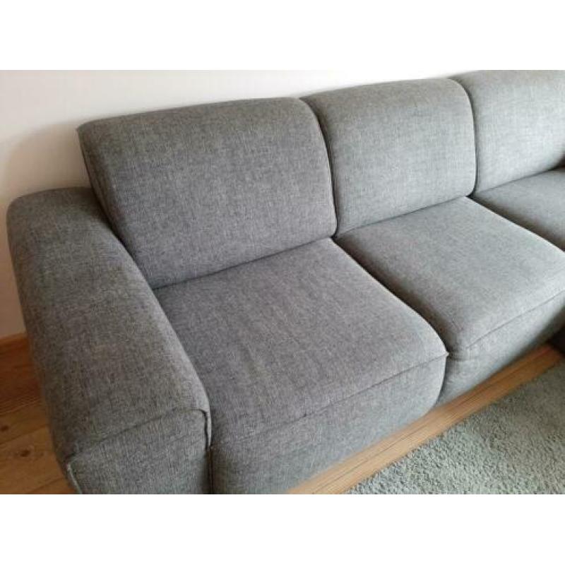 Grijze 3 zits chaise longue bank / hoekbank
