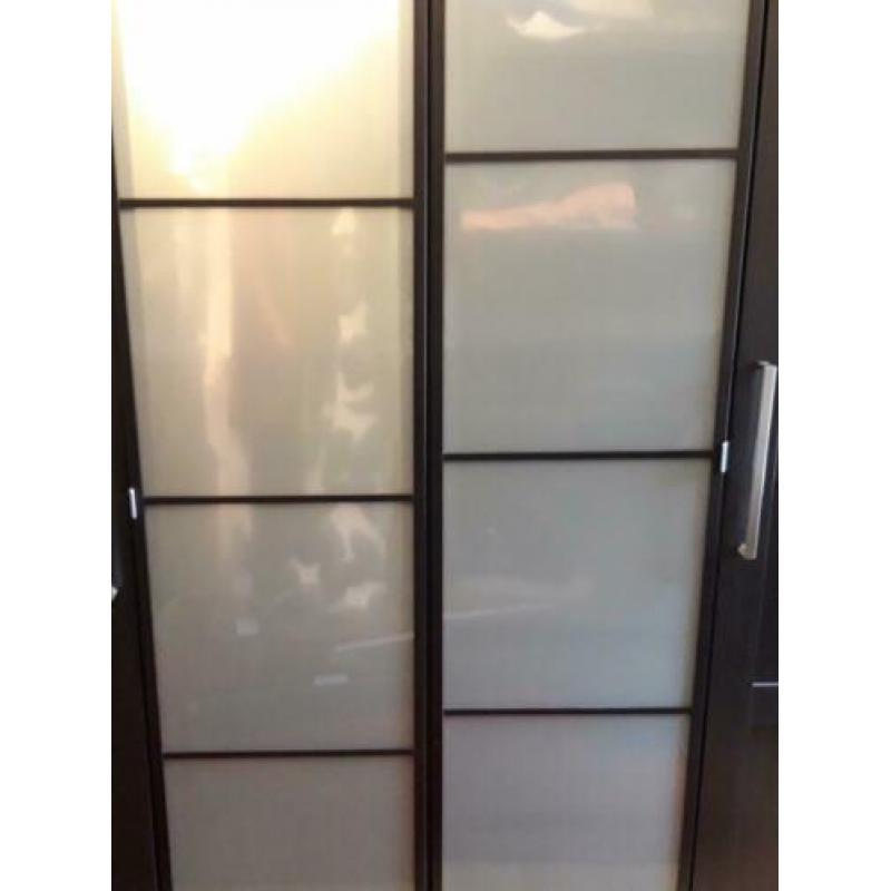 Ikea pax kastdeuren 50x200 kastdeur glas met bruin zwart
