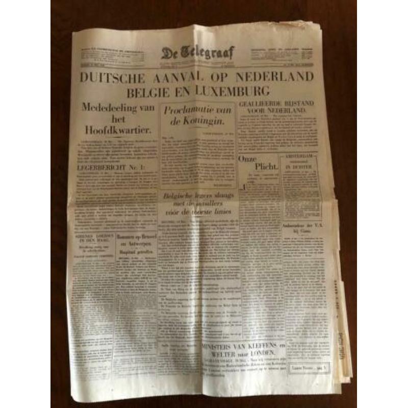 Oorlog. 2 kranten 10 mei 1940