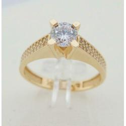 14 Karaat Gouden Solitair Ring met schitterende Zirconia's
