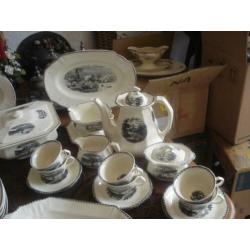 6 persoons eet+koffieservies societe ceramique landschap