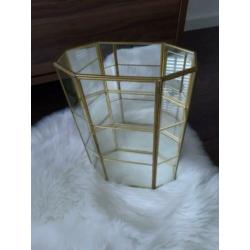 Vintage Sieraden/Vitrine Kastje, Hollywood Regency, Messing
