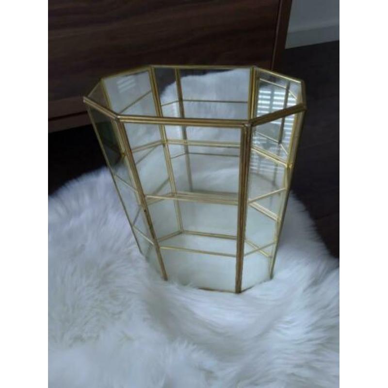 Vintage Sieraden/Vitrine Kastje, Hollywood Regency, Messing