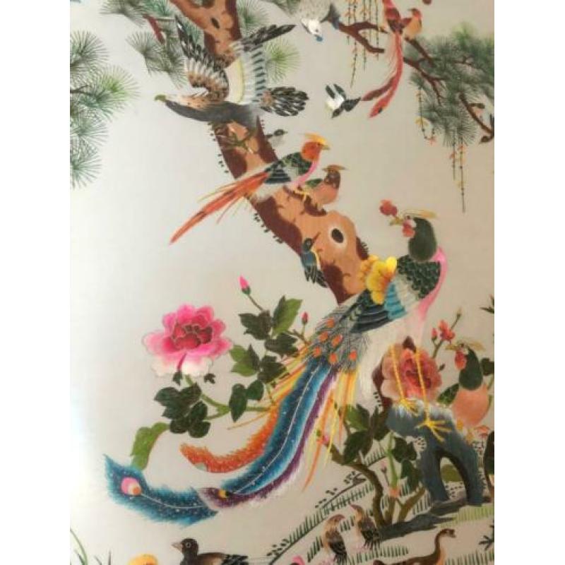 Chinees schilderij 100 vogels, doek 160 x 100 cm